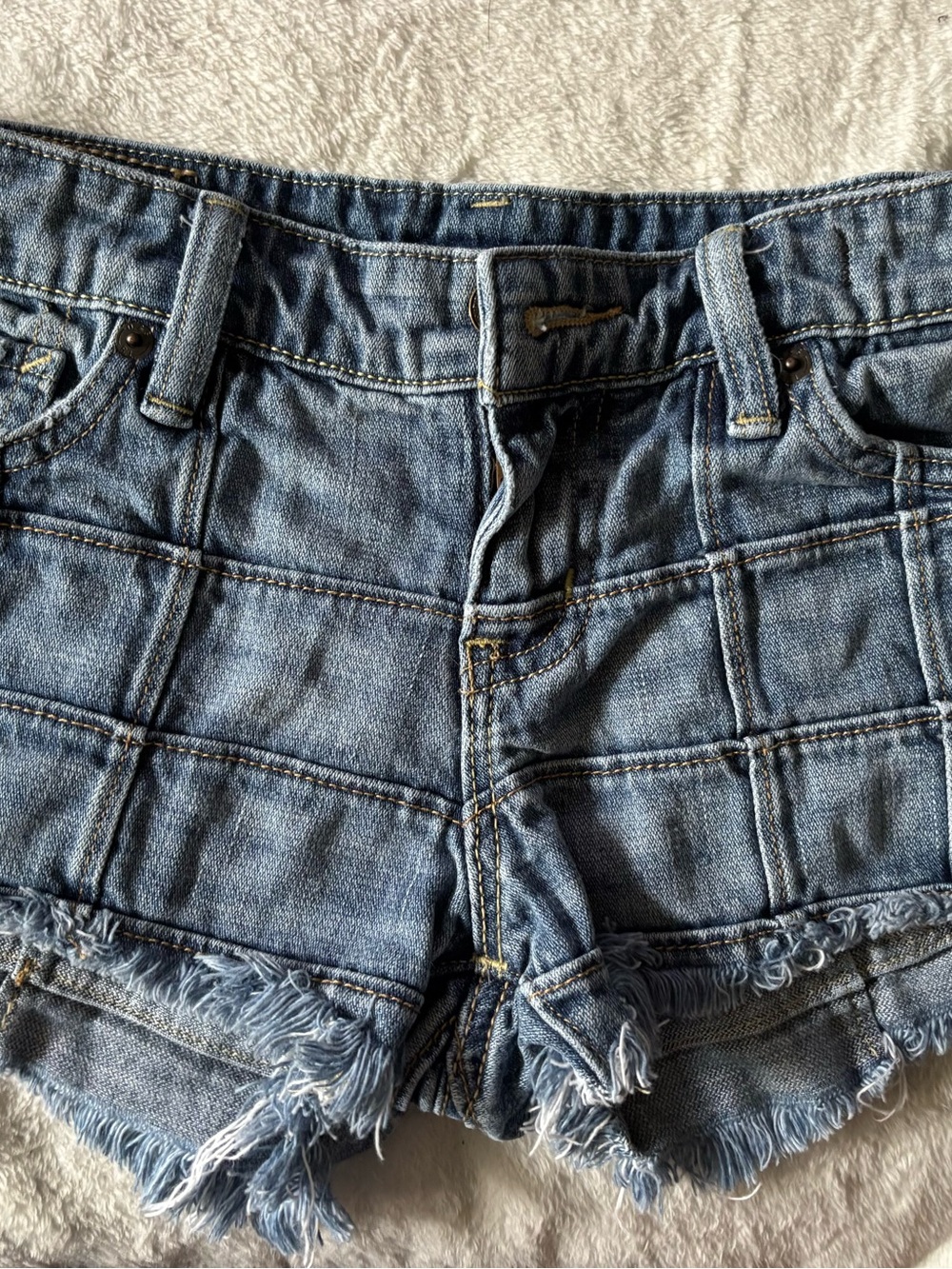 Ralph Lauren Denim & Supply Patchwork Frayed Hem Women's Shorts - Light Blue
